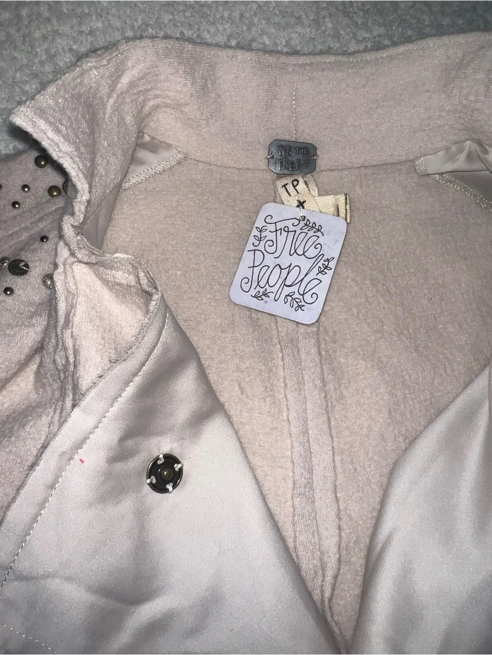 Free People We The Free Ivory Studded Moto Jacket XS